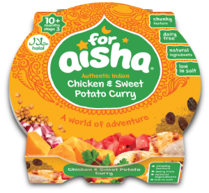 For Aisha halal chicken sweet potato curry tray meal