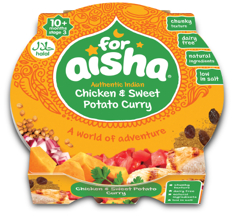 For Aisha halal chicken sweet potato curry tray meal