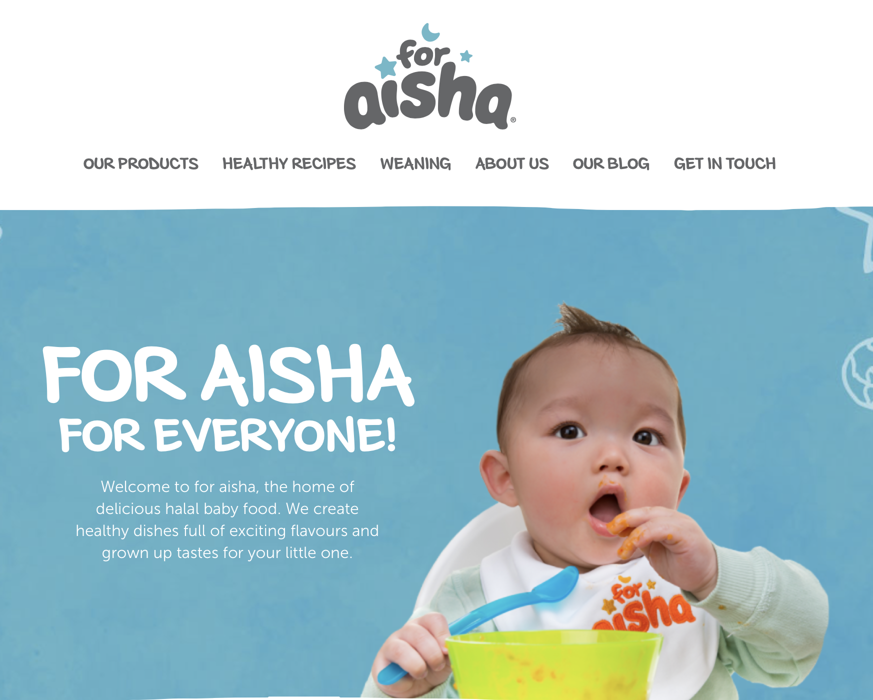 Screenshot of For Aisha homepage