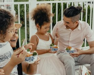 Family sharing a meal